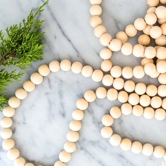 Garland Wood Bead Natural Christmas Tree Garland - Picture 11 of 16